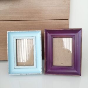 2 Bundle Lot Purple and Blue 4x6" Photo Wood Picture Frames